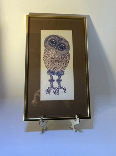 Vintage Glenn Heath Owl Lithograph 1970 Framed Wall Art - photo 2