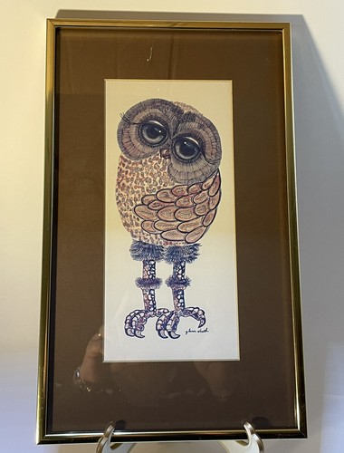 Vintage Glenn Heath Owl Lithograph 1970 Framed Wall Art - photo 5