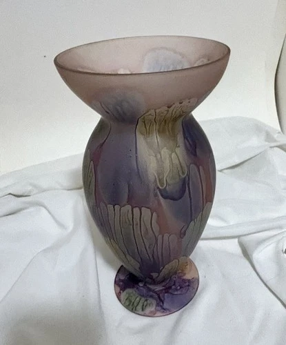 Vintage Rueven Glass Vase Art Nouveau Hand Painted 11" - photo 2
