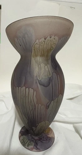 Vintage Rueven Glass Vase Art Nouveau Hand Painted 11" - photo 3