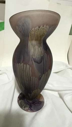 Vintage Rueven Glass Vase Art Nouveau Hand Painted 11" - photo 4