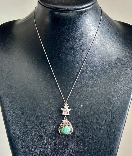 NEIGER BROTHERS ART DECO PEKING GLASS PENDANT NECKLACE - photo 2