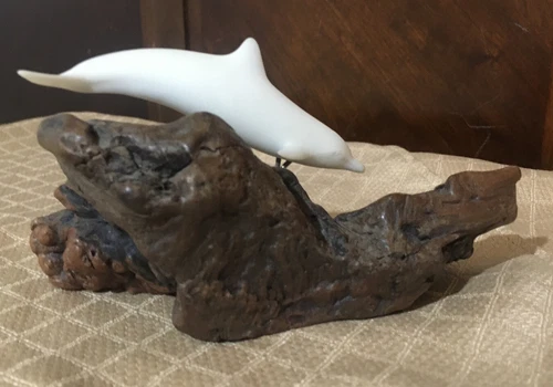 John Perry Dolphin On Burl Wood Sculpture - photo 4