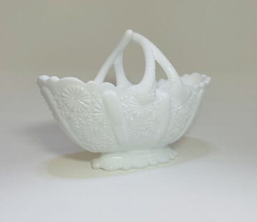 Fenton Daisy and Button Split Twig Handle Basket