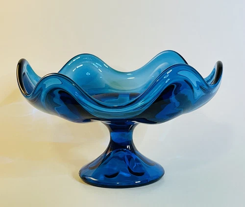 Vintage MCM Viking Glass Turquoise Candy Dish - photo 2