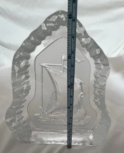 Nybro Art Glass Crystal Sculpture Viking Ship - photo 4