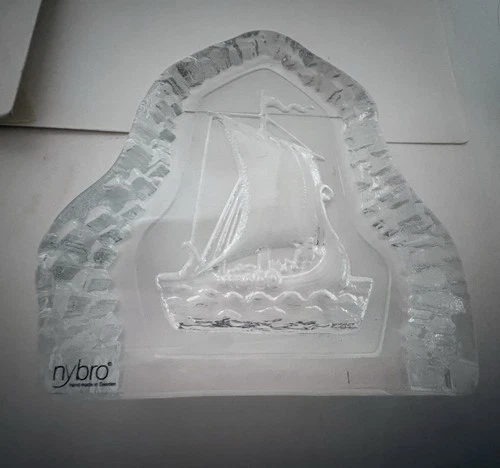 Nybro Art Glass Crystal Sculpture Viking Ship - photo 5