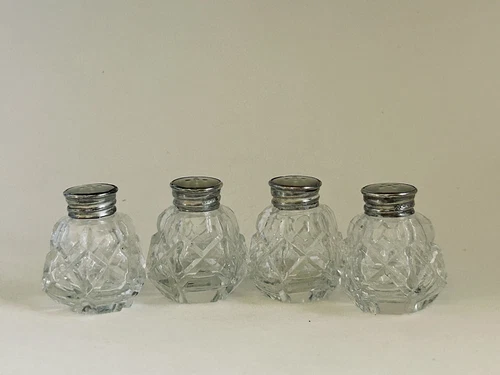 Vintage SHAKERS SET OF 4 Sterling Silver Mother of Pearl