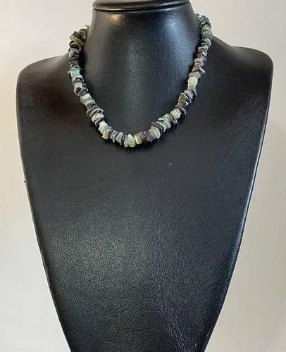 Abalone Shell Necklace Green Chip Beads Beach Ocean MOP