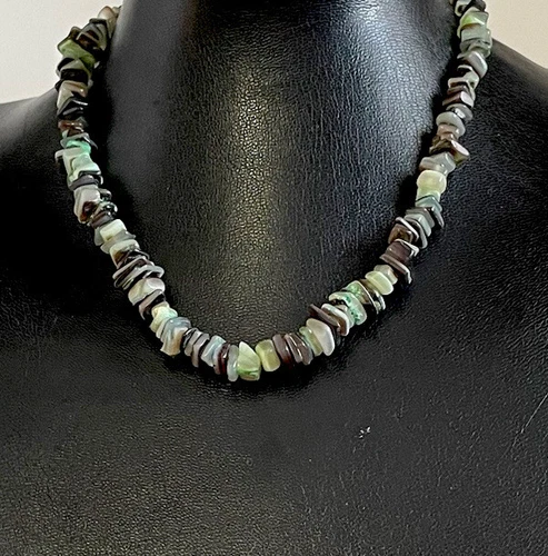 Abalone Shell Necklace Green Chip Beads Beach Ocean MOP - photo 2