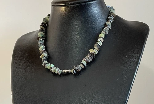 Abalone Shell Necklace Green Chip Beads Beach Ocean MOP - photo 4