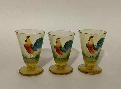 Vintage Hand Painted Bohemian Czech Glass - Set Of 3 - photo 3