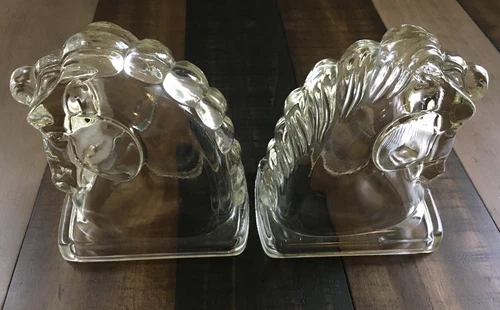 Vintage Federal Glass Horse Head Bookends - photo 2