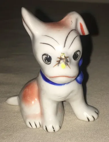 Puppy With Bumblebee On His Nose Figurine - Made In Occupied Jap