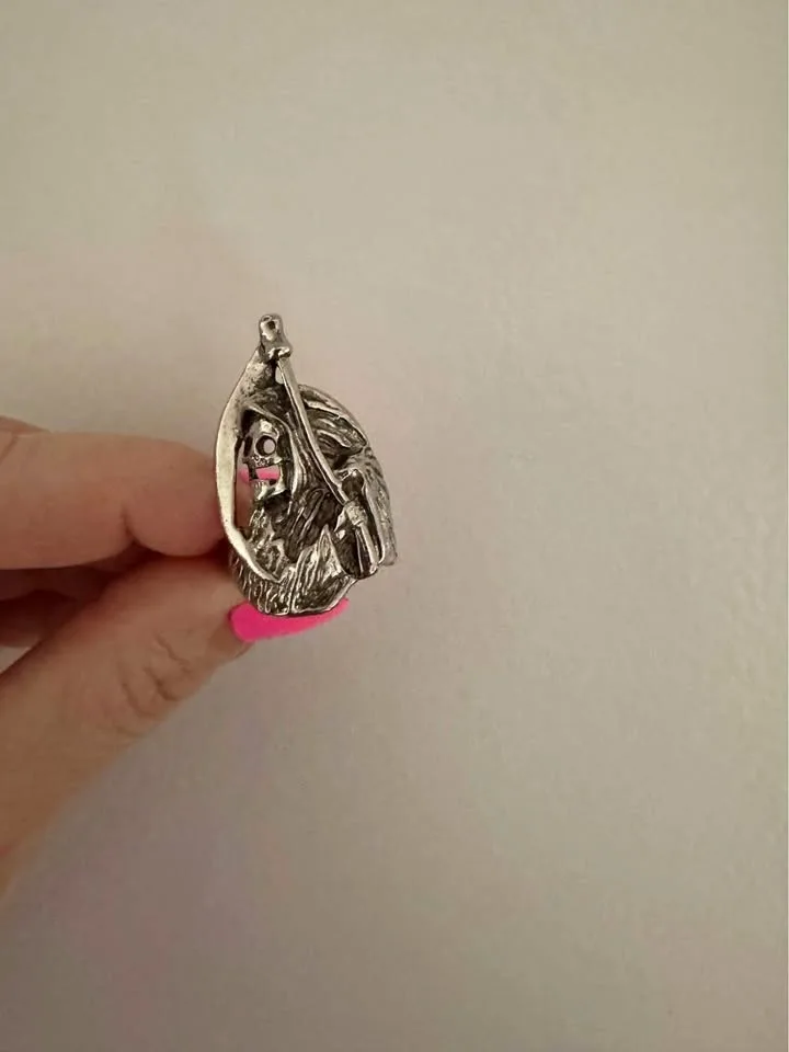 Grim Reaper silver ring - size 7/8