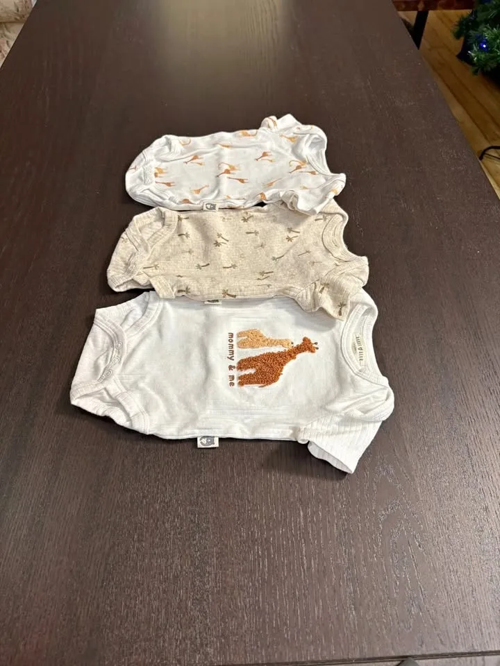 Rabbit + Bear Onesies (3-Pack) - Size 0-3M - Safari