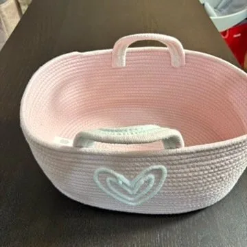 Pink Heart Oval Basket
