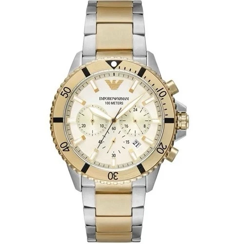 EMPORIO ARMANI TWO TONE WATCH CHRONOGRAPH 43.5MM