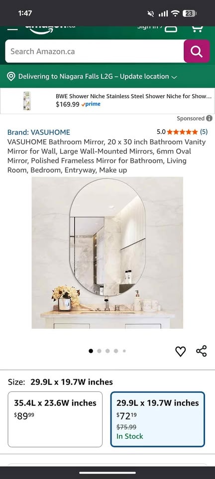 Brand New: Wall Mount Oval Mirror - 20"x30" from : VASUHOME®