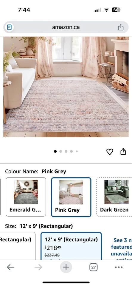 Brand new Bileehome rug 9x12 pink boho carpet 3.6x2.7m