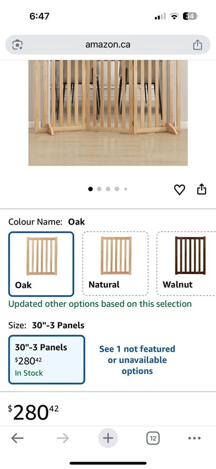 Brand new 36” Height Tall Freestanding Pet Gate, Baked Wood