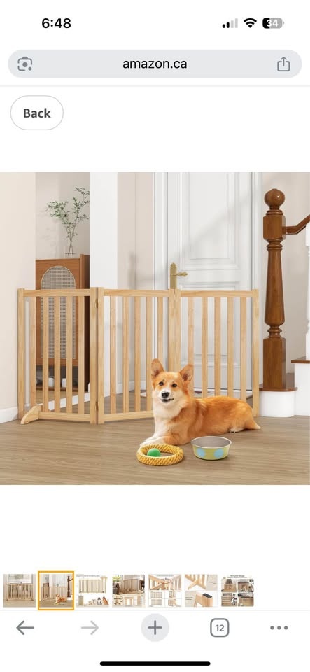 Brand new 36” Height Tall Freestanding Pet Gate, Baked Wood - photo 2