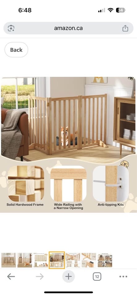 Brand new 36” Height Tall Freestanding Pet Gate, Baked Wood - photo 3