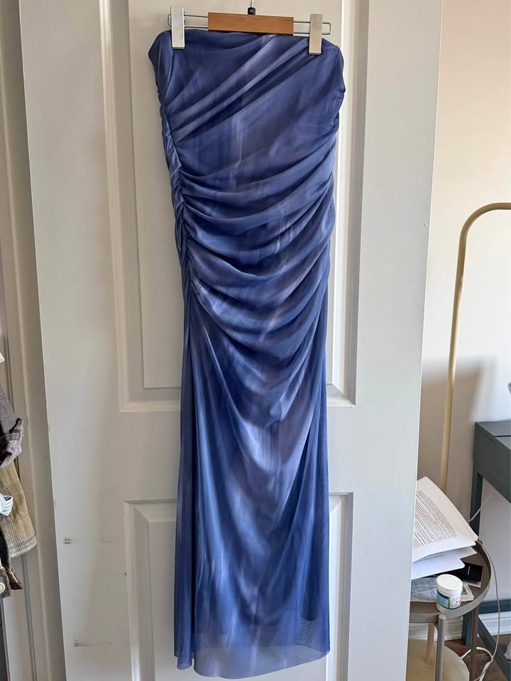 Zara blue ruched midi dress