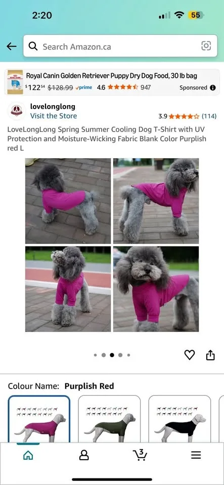 Dog T-Shirt with UV Protection- L size