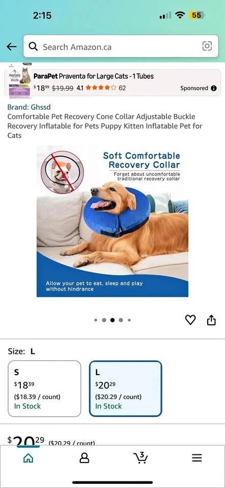 Comfortable Pet Recovery Cone Collar - L size