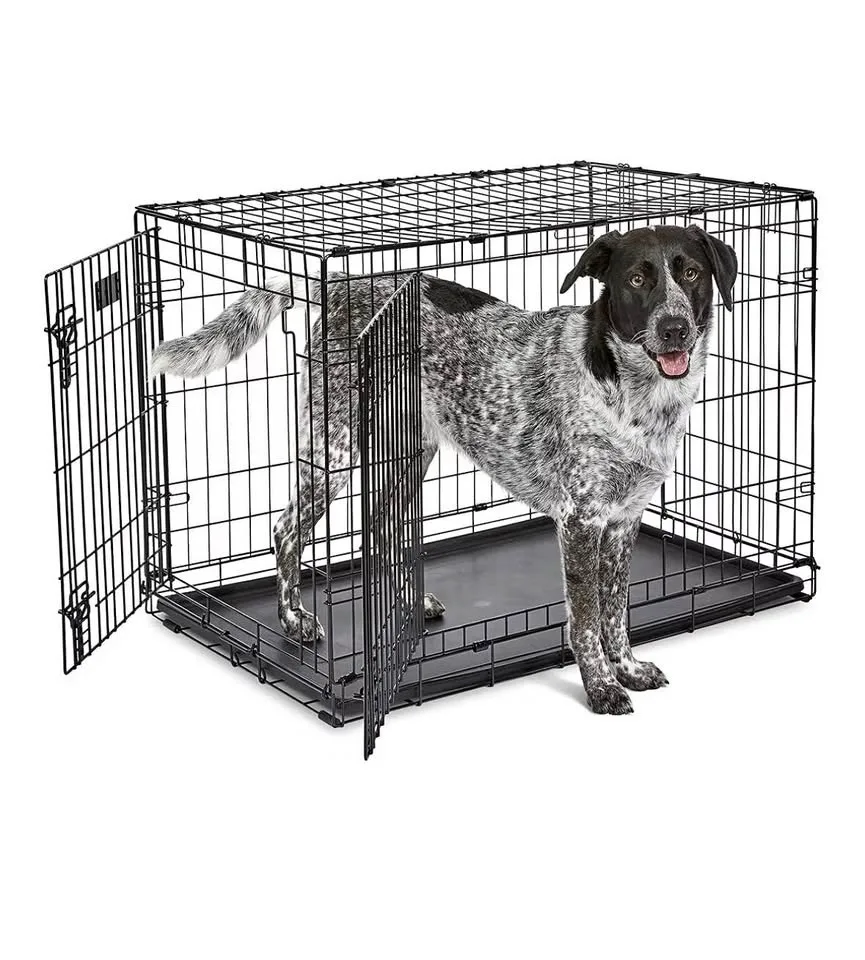 MidWest Homes Dog Crate 92cm with Custom Grey Fleece Cover