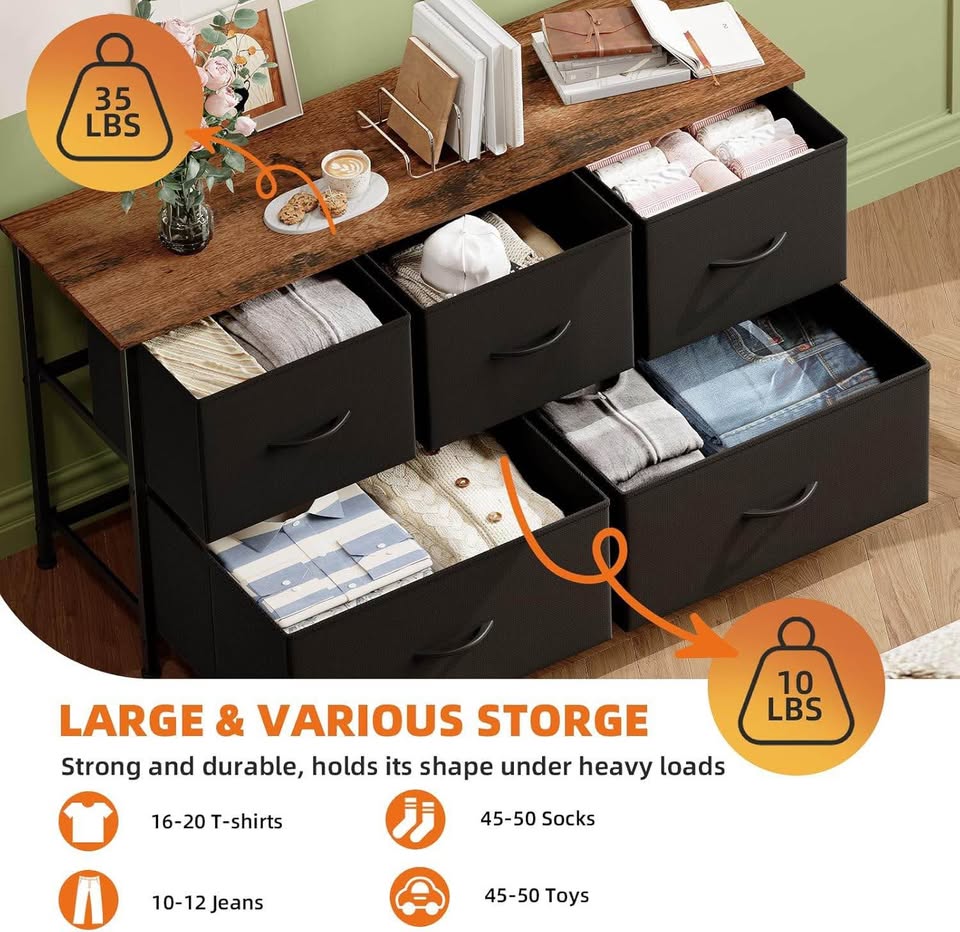 5-Drawer table – Rustic Brown/Black, Brand New! - photo 4