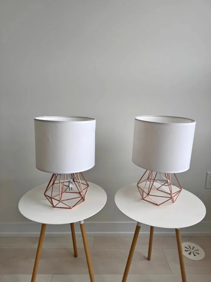 Side table and lamps