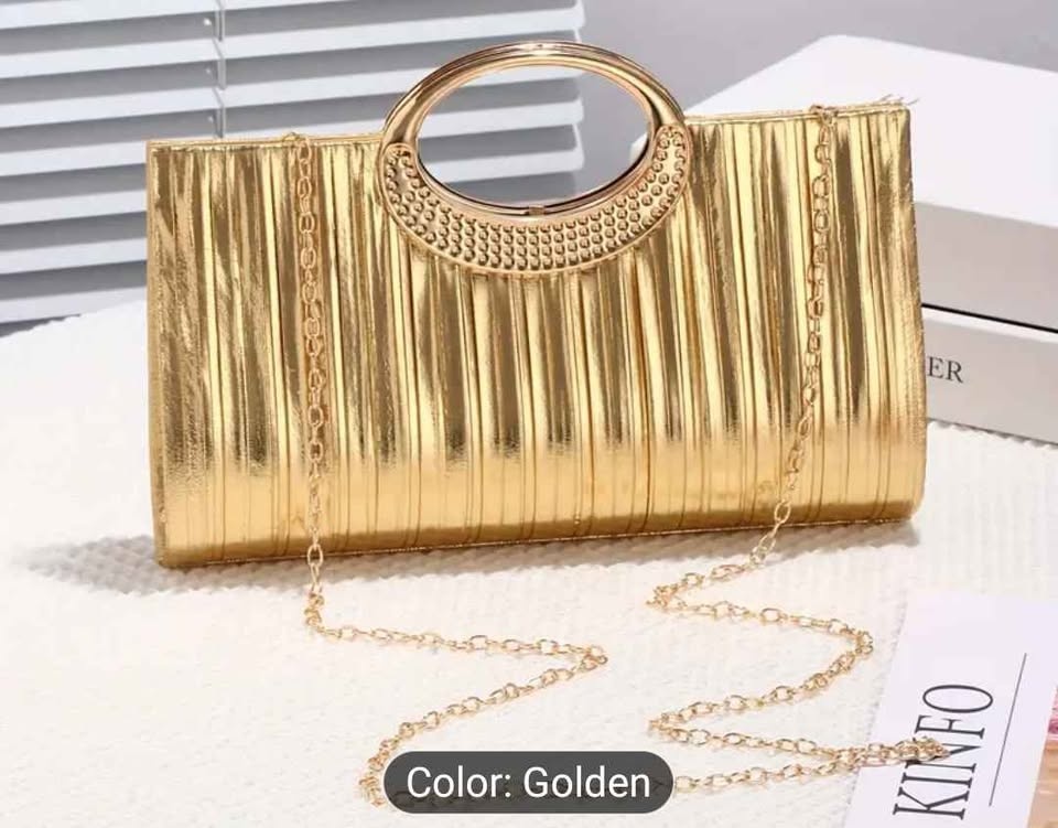 Brand new golden pleated luxury women evening party bag - photo 5