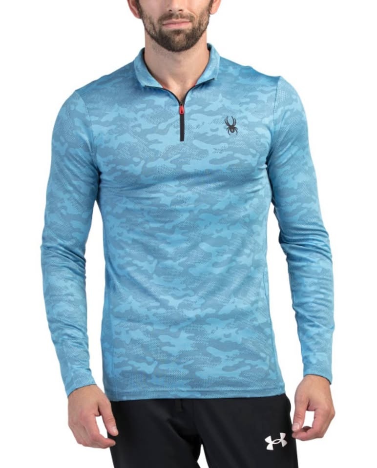 SPYDER Active Camo Print Jacquard Quarter Zip Top