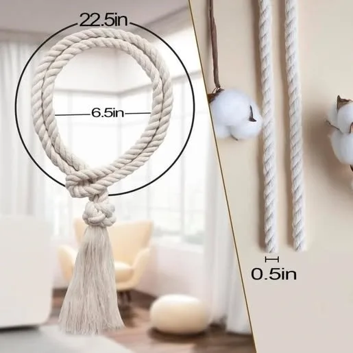 6PCS Curtain Ties for Drapes - Beige Decorative Rope image indicator(2)