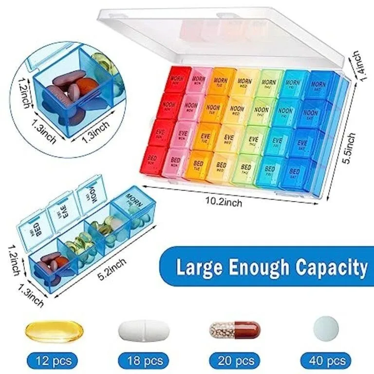 Dandat 2 Pack XL Large Weekly Pill Organizer image indicator(2)