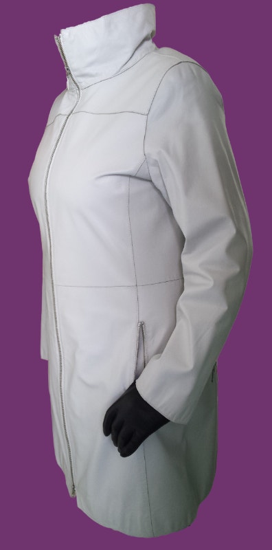 White Leather Spring Autumn Coat
