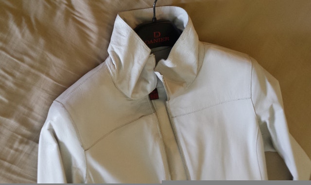 White Leather Spring Autumn Coat - photo 2
