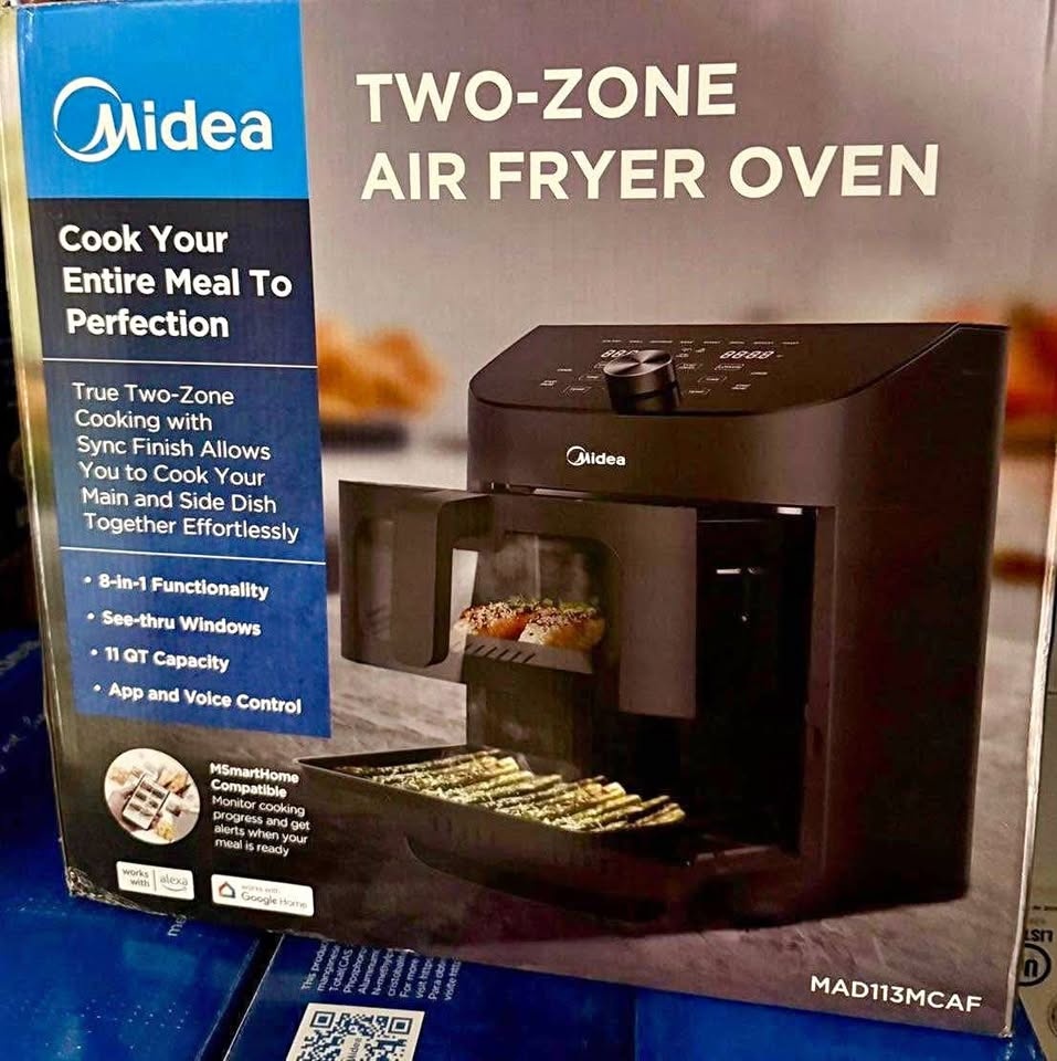 Midea 11 Liter 8-in-1 Dual Basket Air Fryer - NEW
