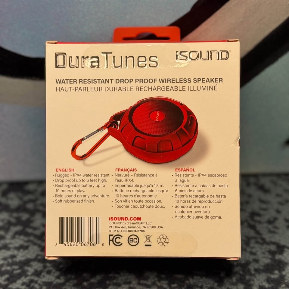 🔊 Duratune iSound Bluetooth Speaker – Red | Brand New - photo 2