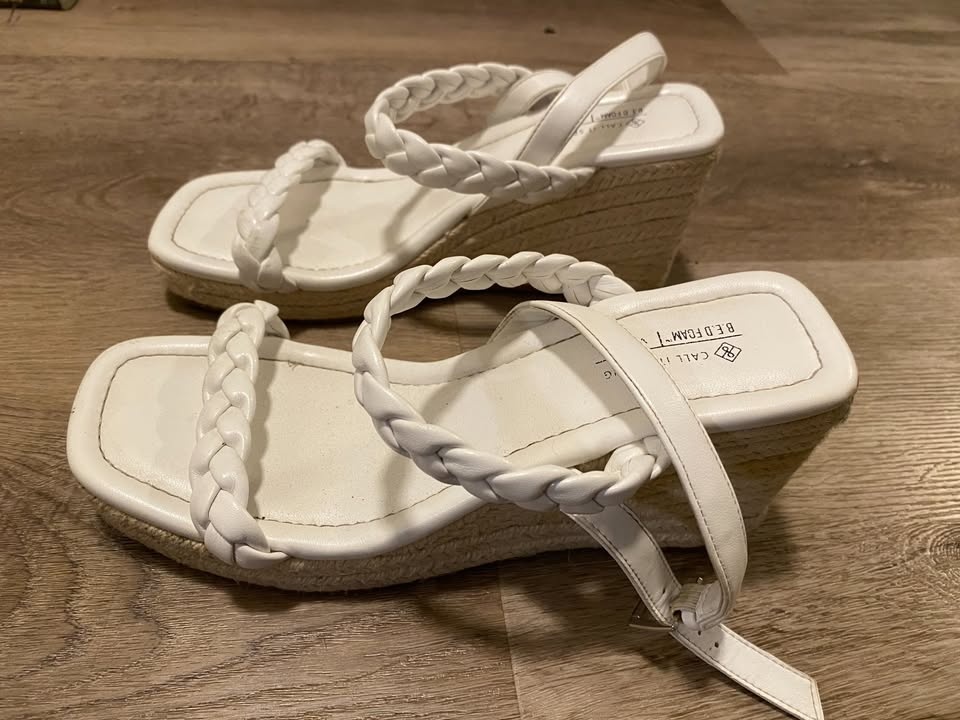 🤍 White Braided Wedge Sandals – Call It Spring – Size 39 - photo 2