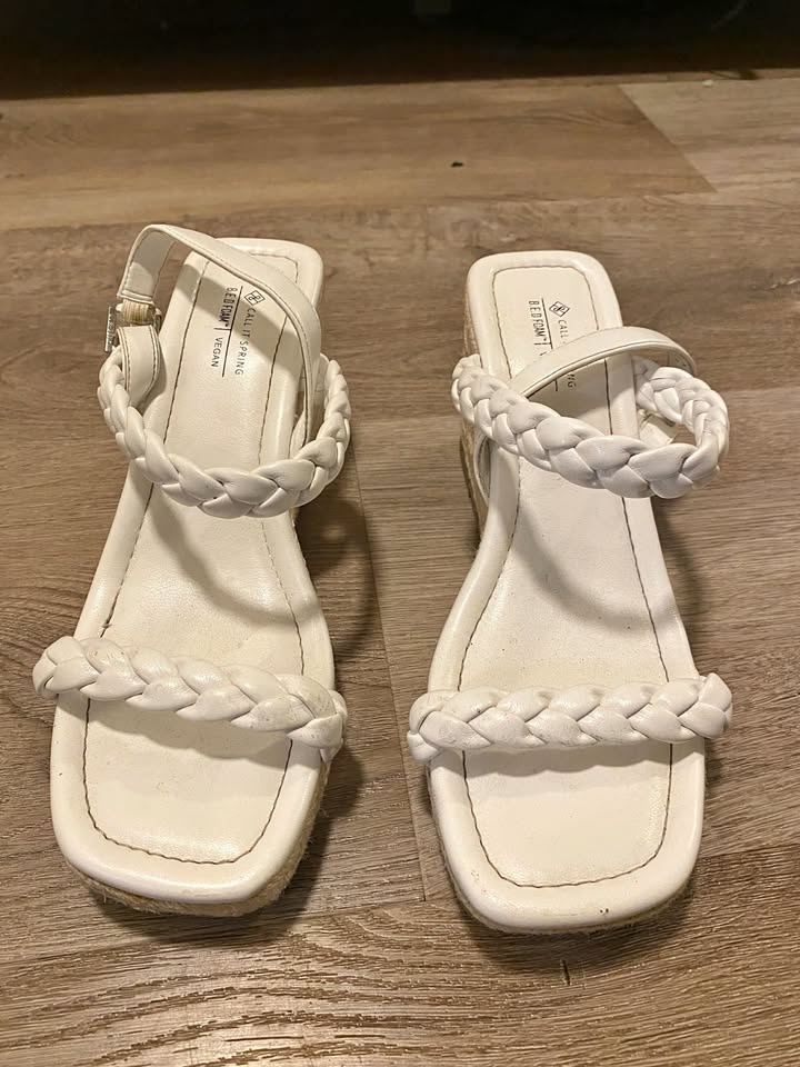 🤍 White Braided Wedge Sandals – Call It Spring – Size 39