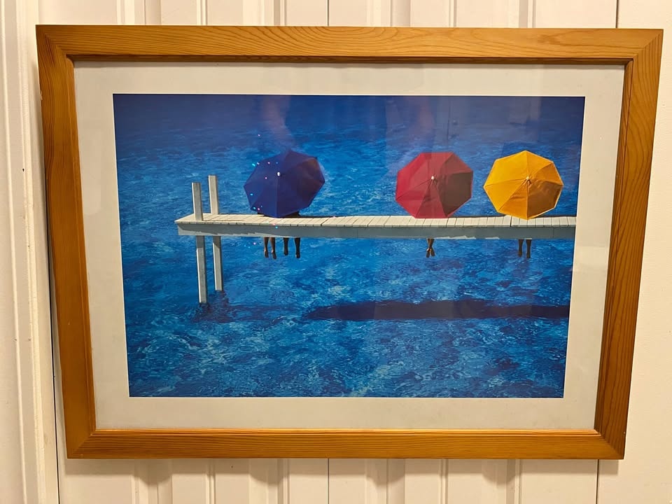 Framed Dock & Umbrellas Artwork