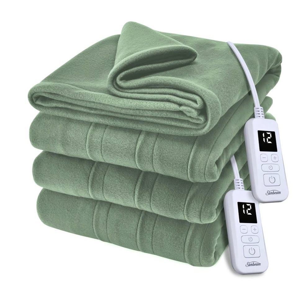 Sunbeam Heated Blanket – Green (Full/Queen) – Dual Controllers