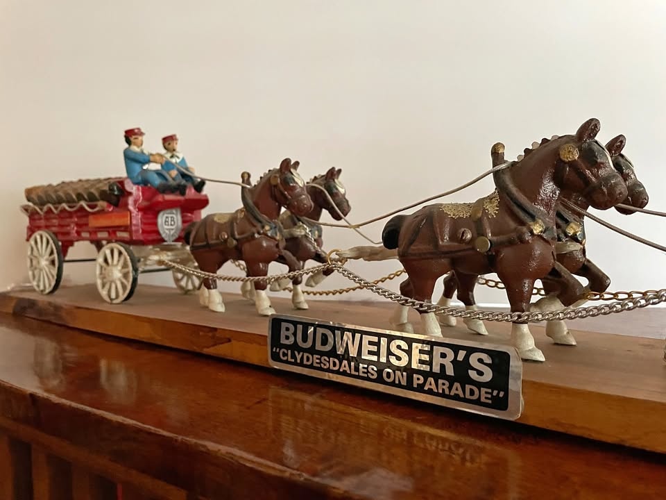 Vintage Budweiser Clydesdale Horse & Wagon