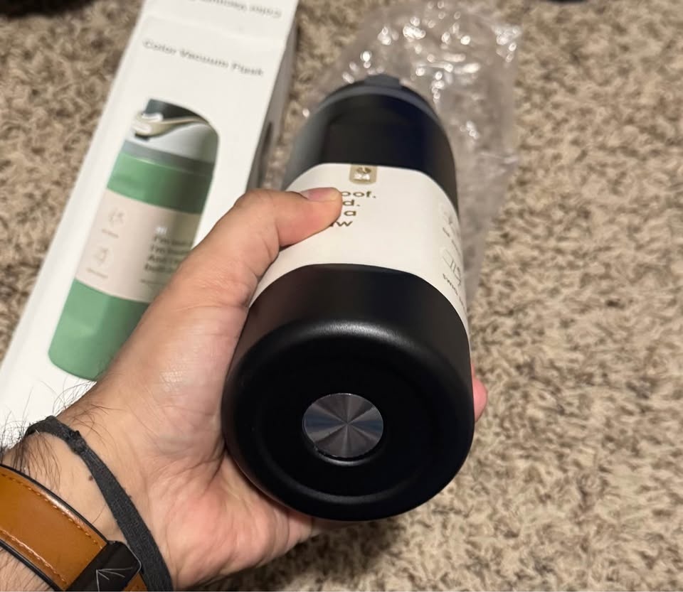 Water Bottle Insulated with Straw Black 24 oz Vacuum Flask - photo 3