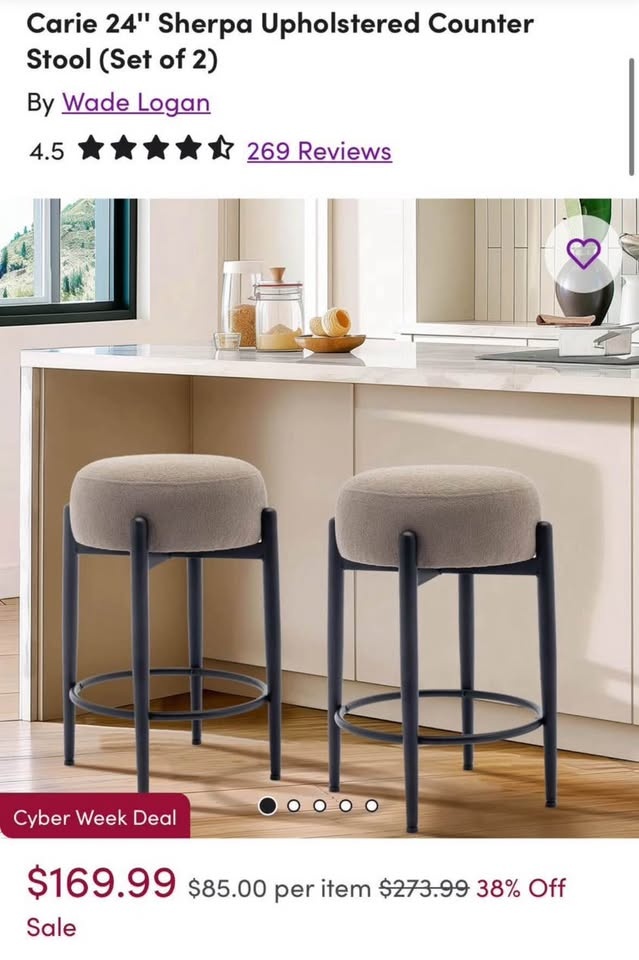 Set of Sherpa counter stools - Brand new in box (Retails: $192 w - photo 2