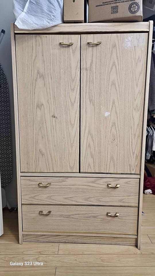 Sturdy Wooden Armoire – Light Wood Finish