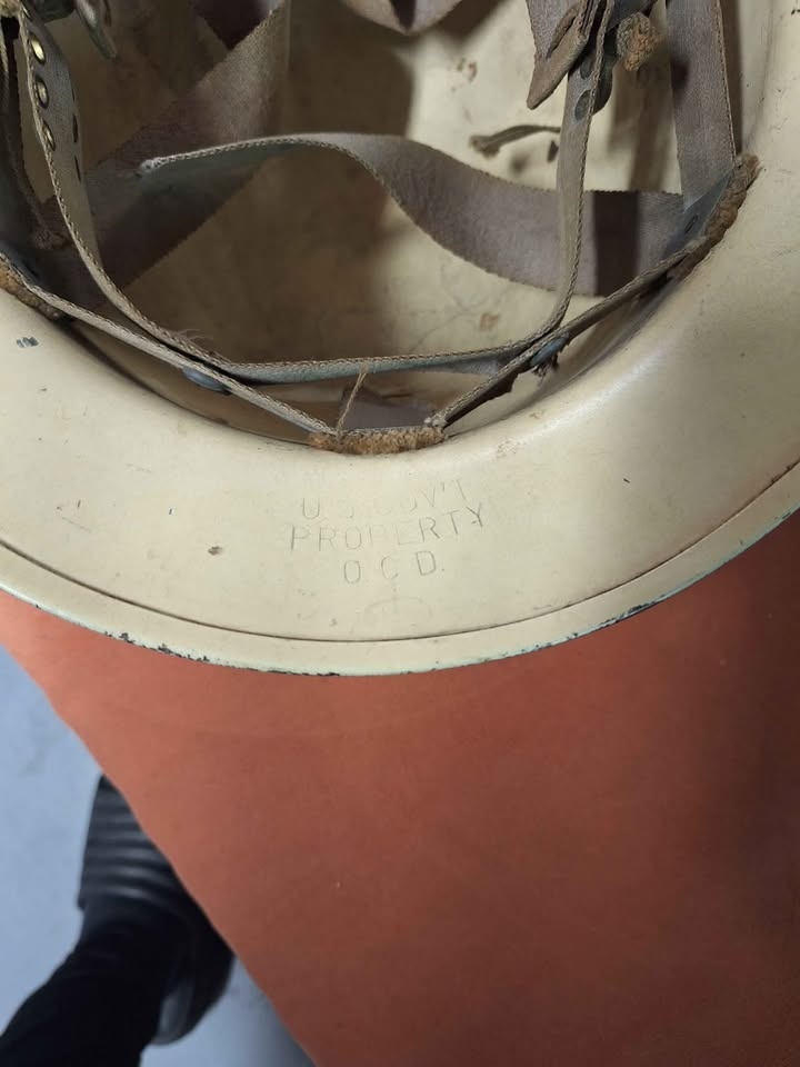 WWII O.C.D. OFFICE OF CIVIL DEFENSE METAL HELMET US GOV'T PROPER - photo 4